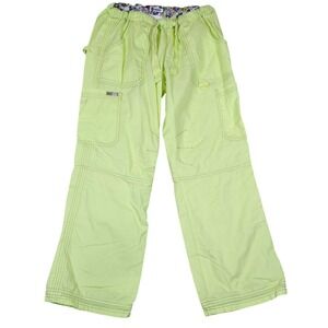 Lindsey Petite M Women's Jogger Scrub Pants Lime Green Cargo Pockets